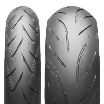 Battlax S21 Hypersport Front & Rear Tire closeup, showing tread pattern