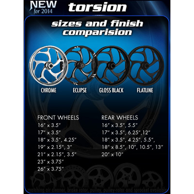 Torsion Forged wheel sizes and color finish comparision(Chrome, Eclipse, Gloss Black & Flatline)