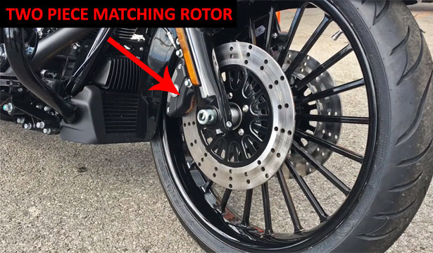 Two Piece Mathing rotor shown installled on the motorcycle